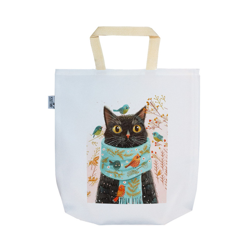 ساک خرید ترمه طراحان ایده مدل گربه زمستانی کد strm1057 - SS