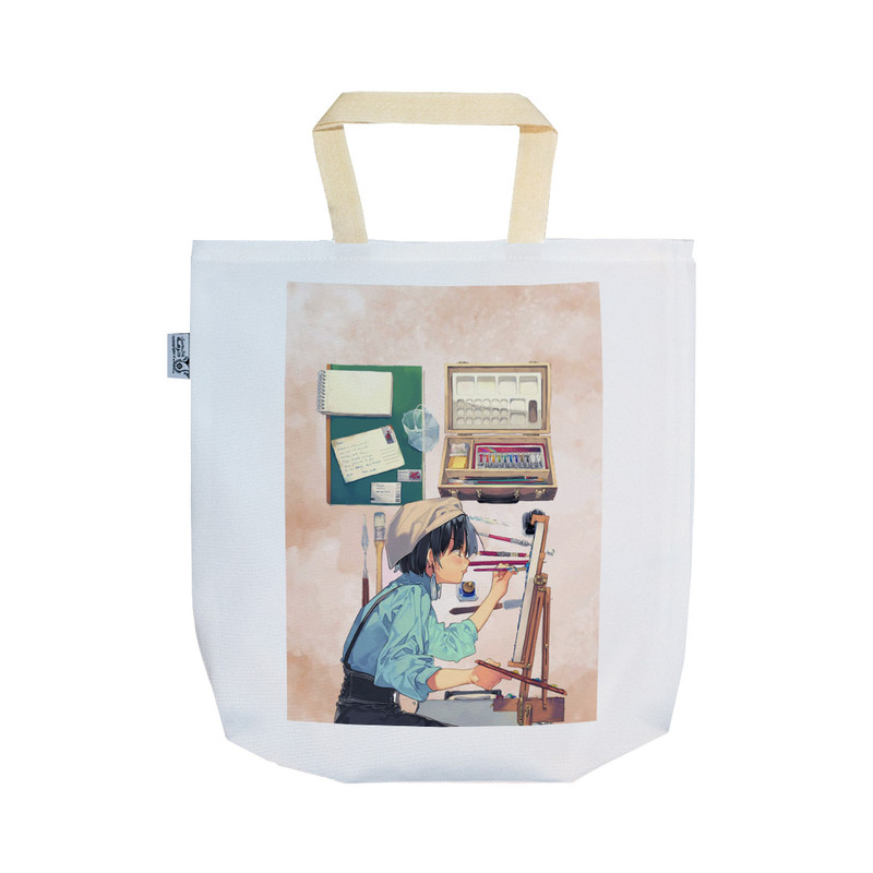 ساک خرید ترمه طراحان ایده مدل دختر نقاش کد job0035 - SS