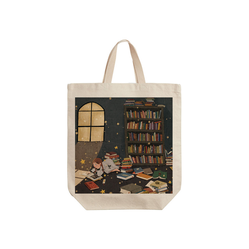 ساک خرید ترمه طراحان ایده مدل دختر و کتابخوانی در طبیعت کد cfp1569 - S