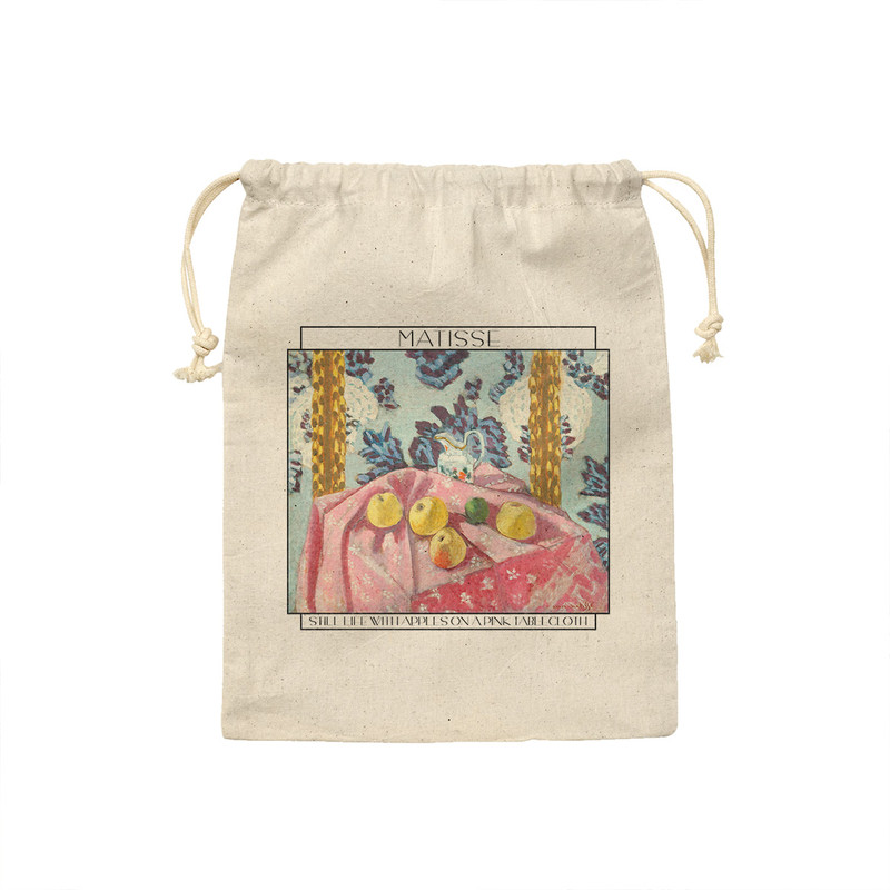 کیسه نان و سبزی ترمه طراحان ایده مدل اشیاء بی جان، سیب روی رومیزی صورتی از ماتیس کد art0659 - S