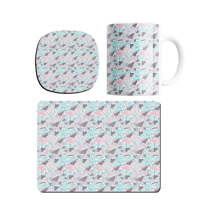 ماگ ترمه طراحان ایده مدل پترن خط های رنگارنگ کد strm0296 همراه با زیر لیوانی و موس پد