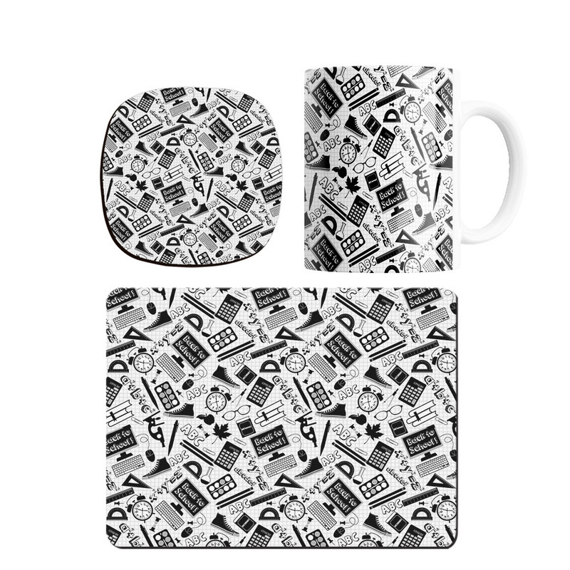 ماگ ترمه طراحان ایده مدل پترن وسایل مدرسه کد strm0299 همراه با زیر لیوانی و موس پد