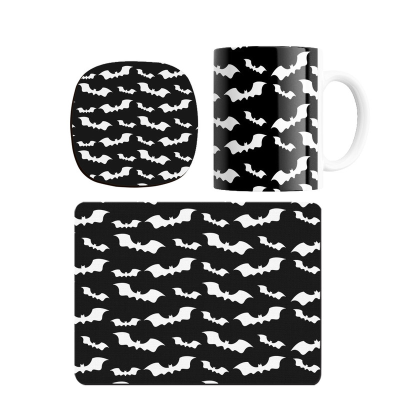 ماگ ترمه طراحان ایده مدل پترن خفاش کد strm0264 همراه با زیر لیوانی و موس پد