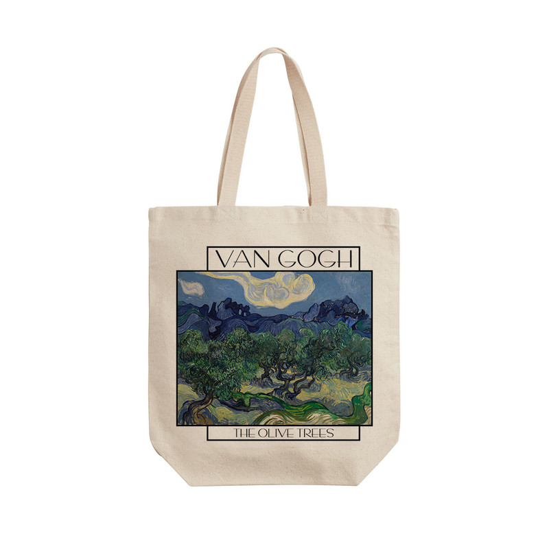 ساک خرید ترمه طراحان ایده مدل درخت های زیتون از ونگوگ کد art013 - L