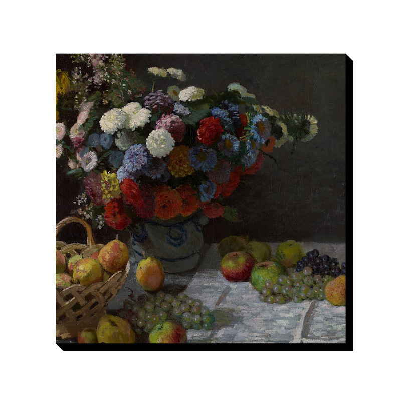 تابلو ترمه طراحان ایده طرح طبیعت بی جان با گل و میوه از مونه کد art0213