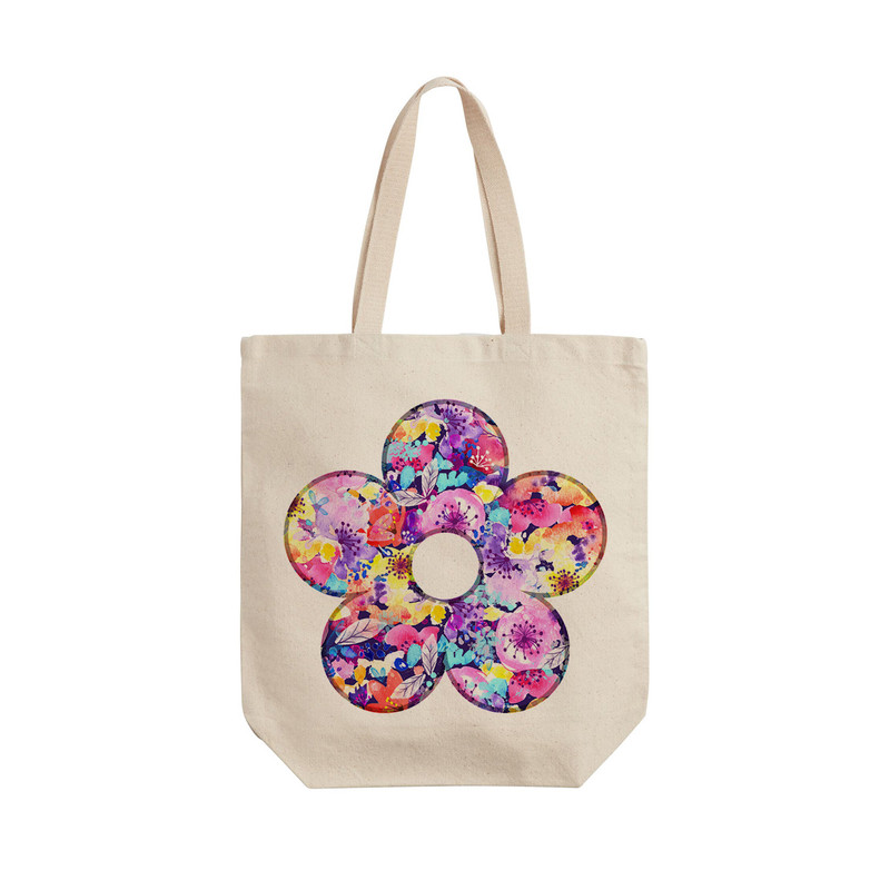 ساک خرید ترمه طراحان ایده مدل گل های بنفش کد cfp1434 - L