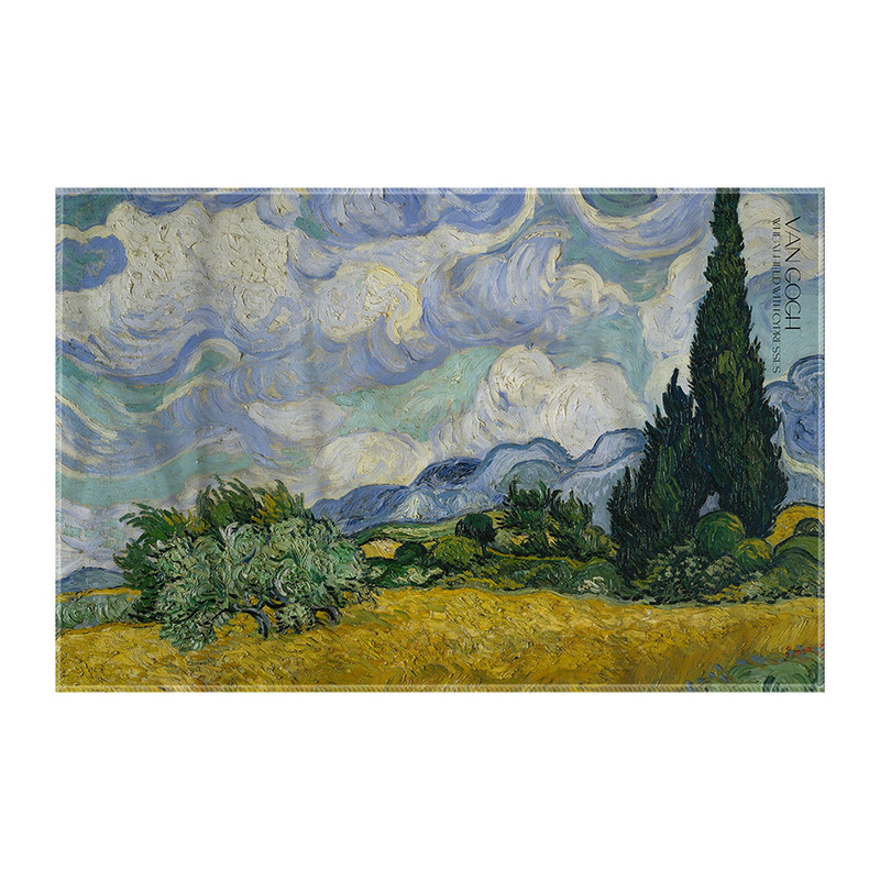 کاغذ کادو ترمه طراحان ایده مدل مزرعه گندم و درختان سرو از ونگوگ کد art0007