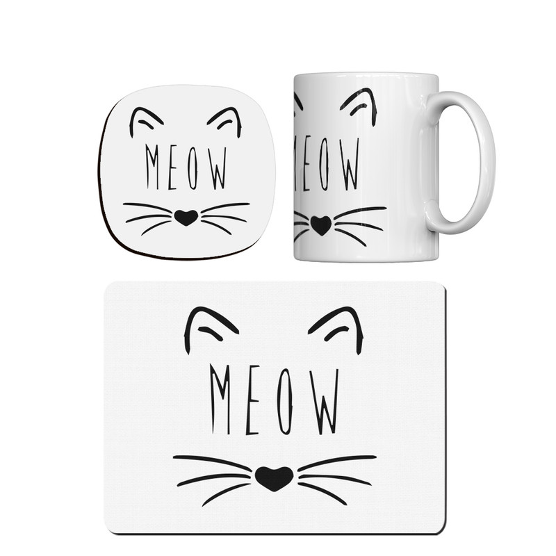 ماگ ترمه طراحان ایده مدل گربه ناز کد cfp1526 همراه با زیر لیوانی و موس پد