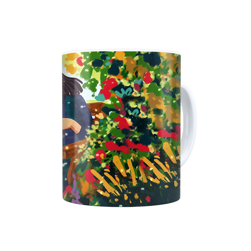 ماگ ترمه طراحان ایده مدل دخترک  کتابخوان در مزرعه رنگی کد cfp1572