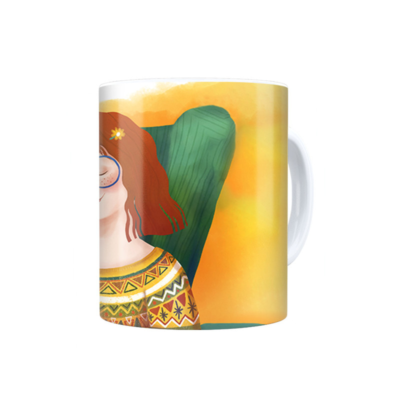 ماگ ترمه طراحان ایده مدل دختر و گربه آبی کد cfp1608