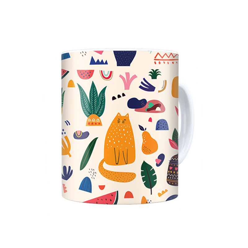 ماگ ترمه طراحان ایده مدل گربه و میوه کد cfp1551