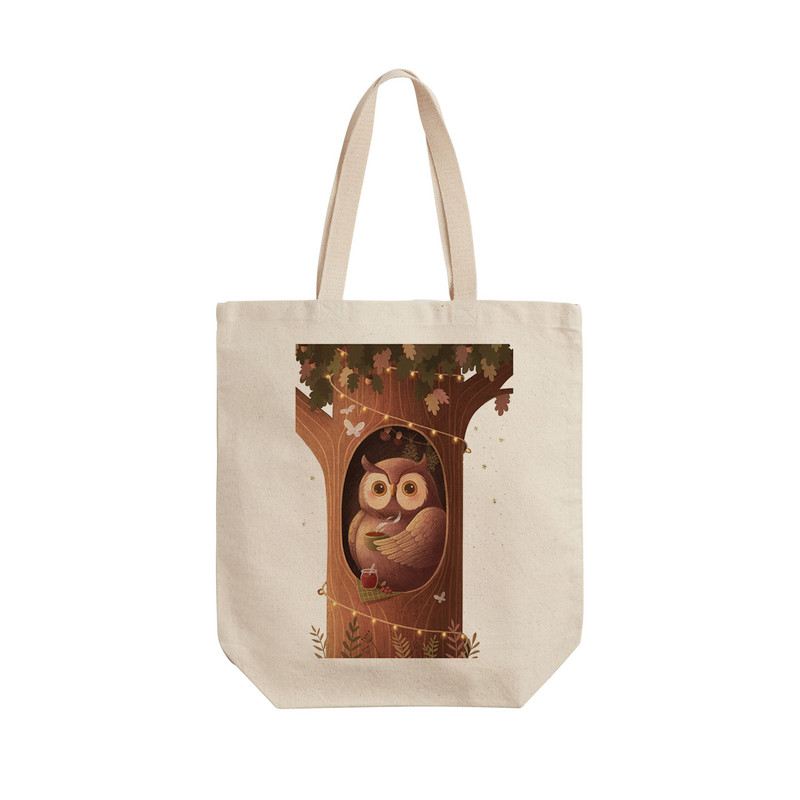 ساک خرید ترمه طراحان ایده مدل جغد و چای دم کرده کد cfp1611 - L