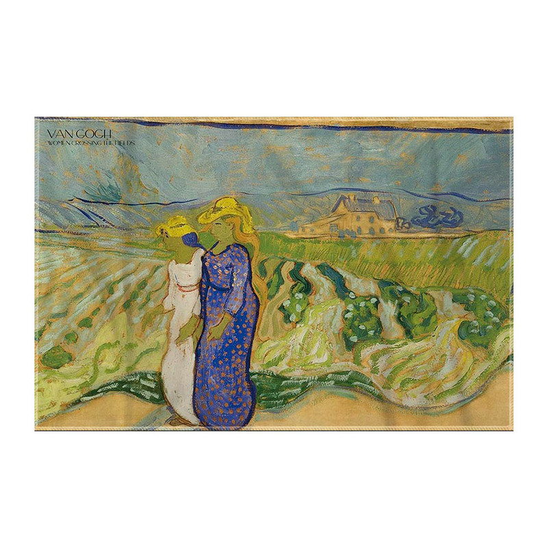کاغذ کادو ترمه طراحان ایده مدل زنان در حال عبور از مزرعه از ونگوگ کد art0041