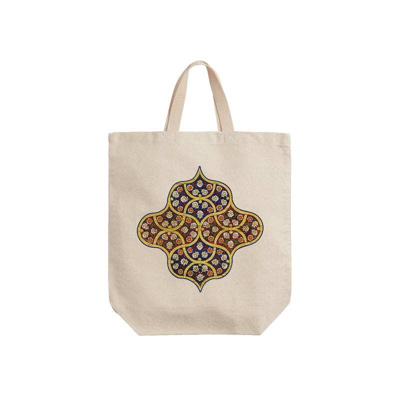 ساک خرید ترمه طراحان ایده مدل کاشی گل گلی کد cfp1382 - S