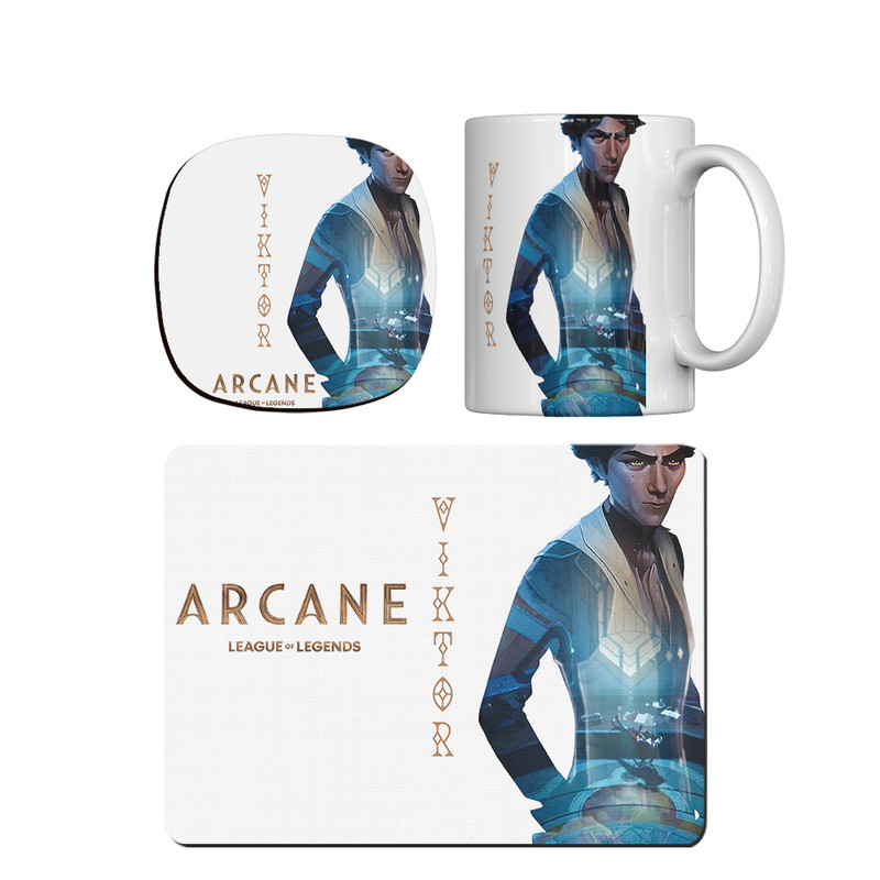 ماگ ترمه طراحان ایده مدل ویکتور انیمیشن آرکین کد cfp1734 همراه با زیر لیوانی و موس پد