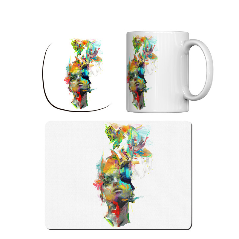 ماگ ترمه طراحان ایده مدل خیال پرداز کد cfp1343 به همراه زیر لیوانی و موس پد