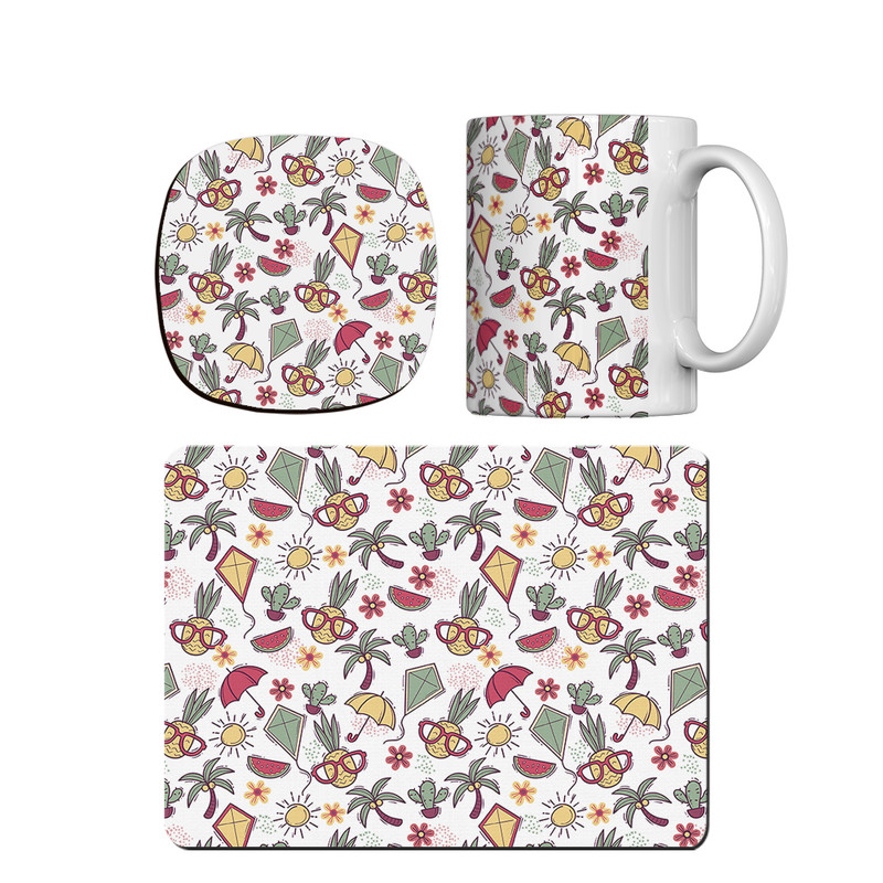 ماگ ترمه طراحان ایده مدل پترن درخت و خورشید کد strm0084 همراه با زیر لیوانی و موس پد