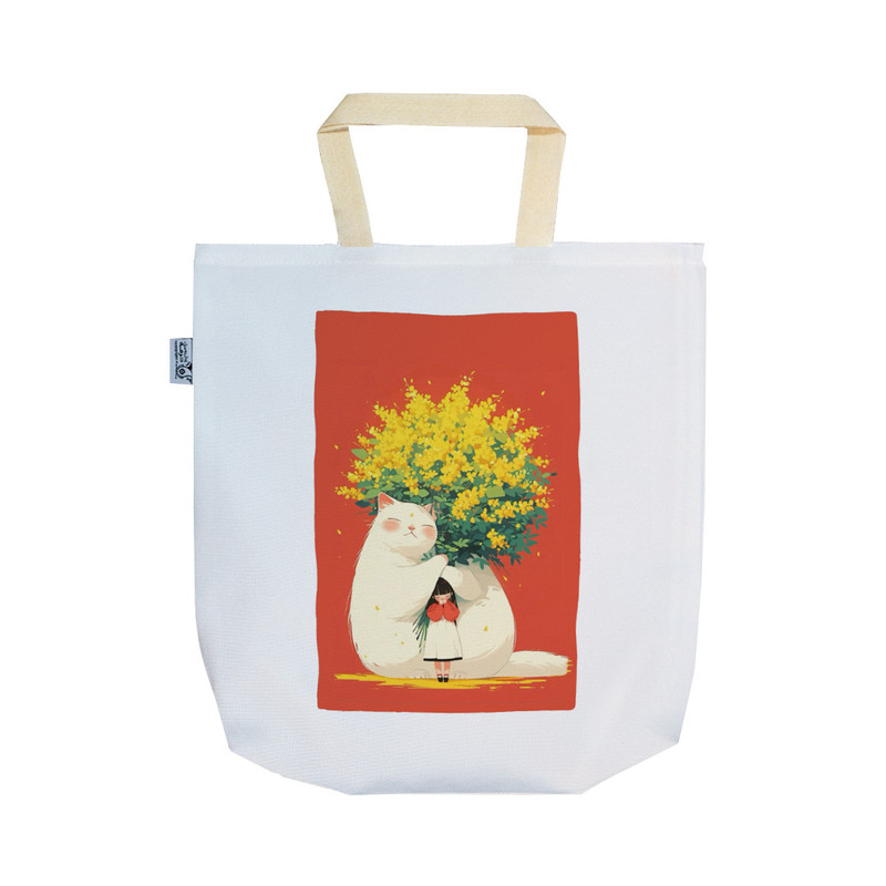 ساک خرید ترمه طراحان ایده مدل گربه و دختر کد strm1061 - SS