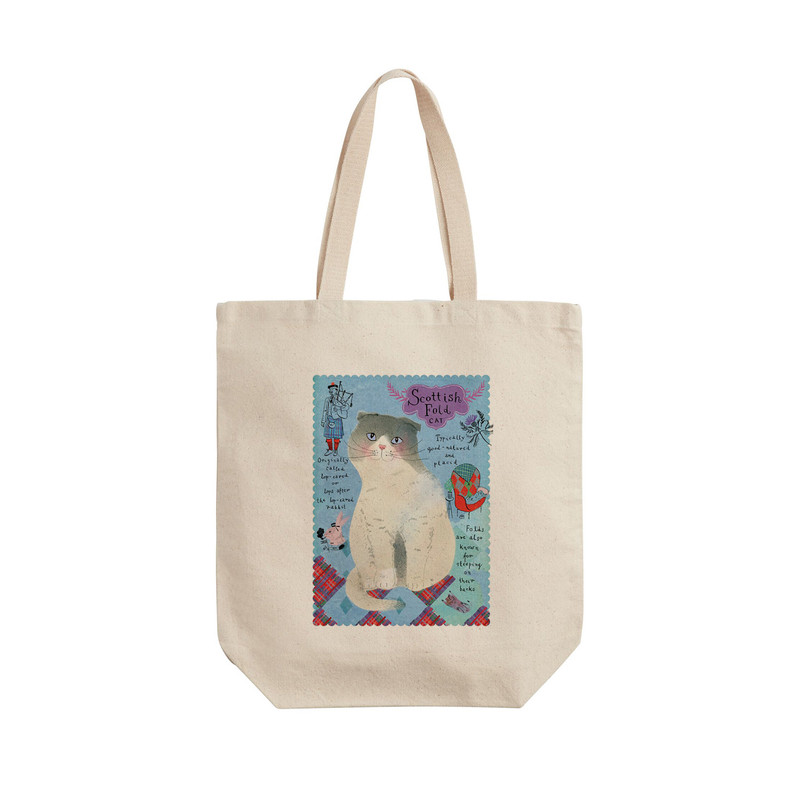 ساک خرید ترمه طراحان ایده مدل گربه اسکاتلندی کد strm1095 - L