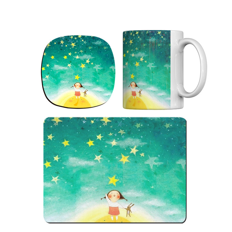 ماگ ترمه طراحان ایده مدل چیدن ستاره ها کد cfp1340 به همراه زیر لیوانی و موس پد