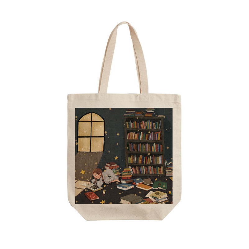 ساک خرید ترمه طراحان ایده مدل دختر و کتابخانه جادویی کد cfp1570 - L