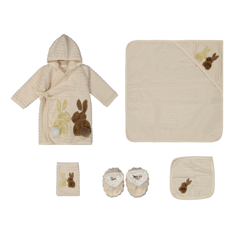 ست حوله کودک و نوزاد مادرکر طرح خرگوش سایز 75x75 سانتی‌متر مجموعه 5 عددی 