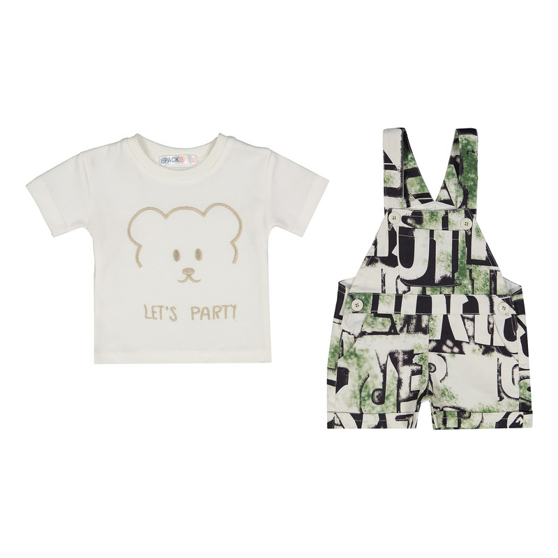 ست تیشرت و سرهمی نوزادی ایپک مدل S-02 رنگ سفید