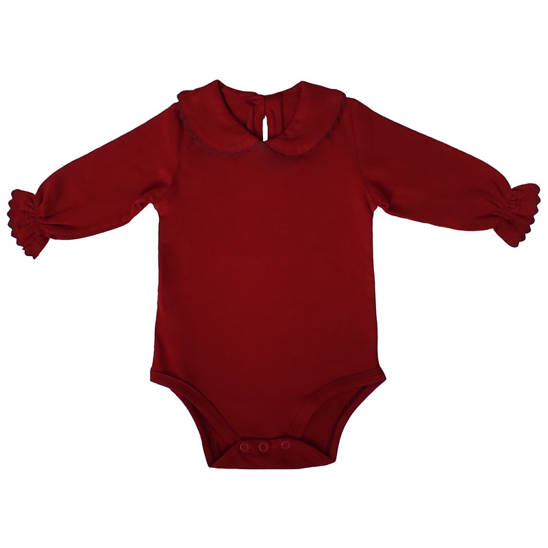  بادی آستین بلند نوزادی کد 21 رنگ زرشکی