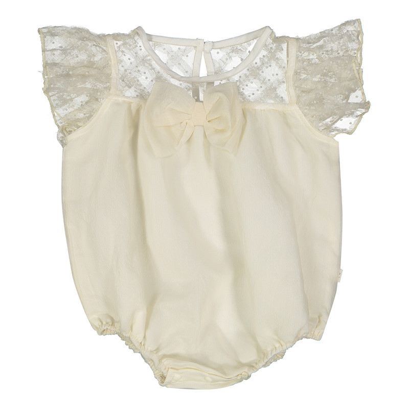 بادی آستین کوتاه نوزادی مدل S-03 رنگ کرم