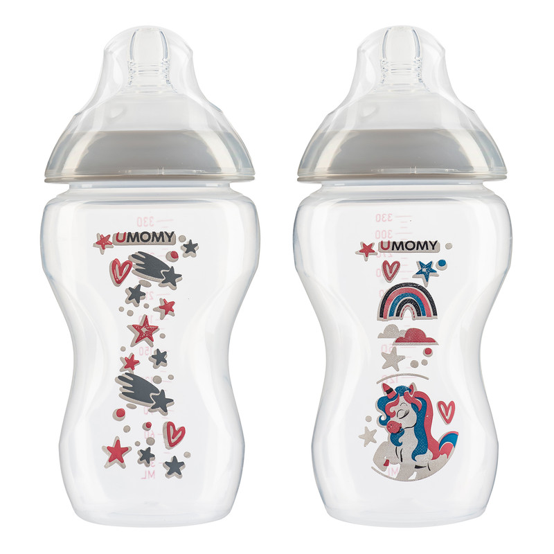 شیشه شیر یومامی مدل Anti Colic گنجایش 330 میلی لیتر - بسته 2 عددی 