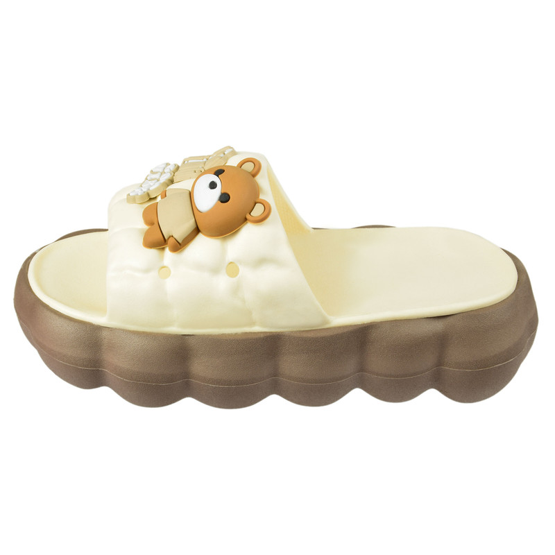 دمپایی زنانه زیتون مدل گود وایب کد BR.4170 رنگ قهوه‌ای