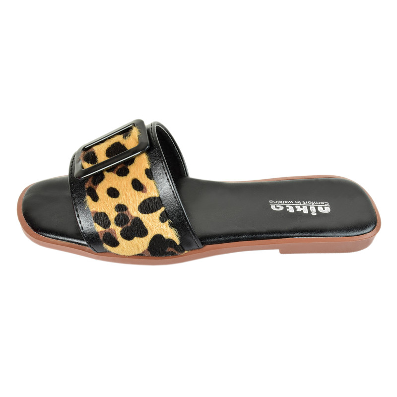 دمپایی زنانه نیکتا مدل پلنگی سگکی کد BK.4032