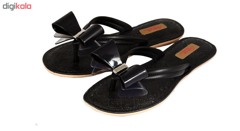 دمپایی لا انگشتی دخترانه شهپر کد 3366 رنگ مشکی