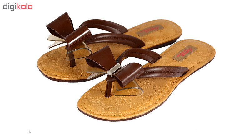 دمپایی لا انگشتی دخترانه شهپر کد 3366 رنگ قهوه ای