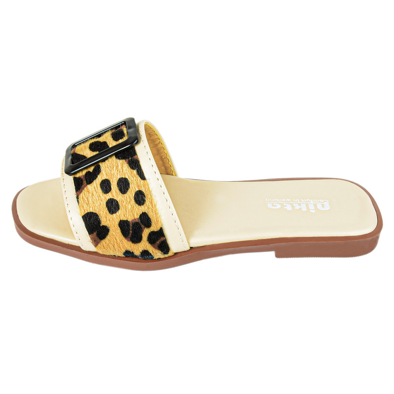 دمپایی زنانه نیکتا مدل پلنگی سگکی کد CR.4032