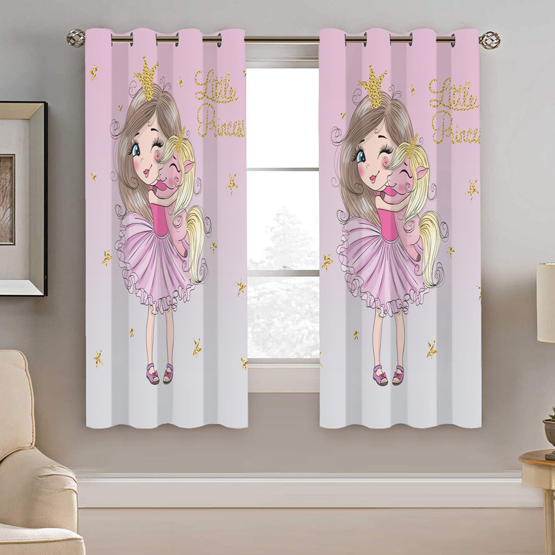 پرده نیروانا طرح تک شاخ و دختر کودک مدل هازان کد 8571 سایز 140×200 سانتی متر