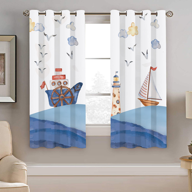 پرده نیروانا طرح قایق کودک مدل هازان کد 8379 سایز 140×200 سانتی متر