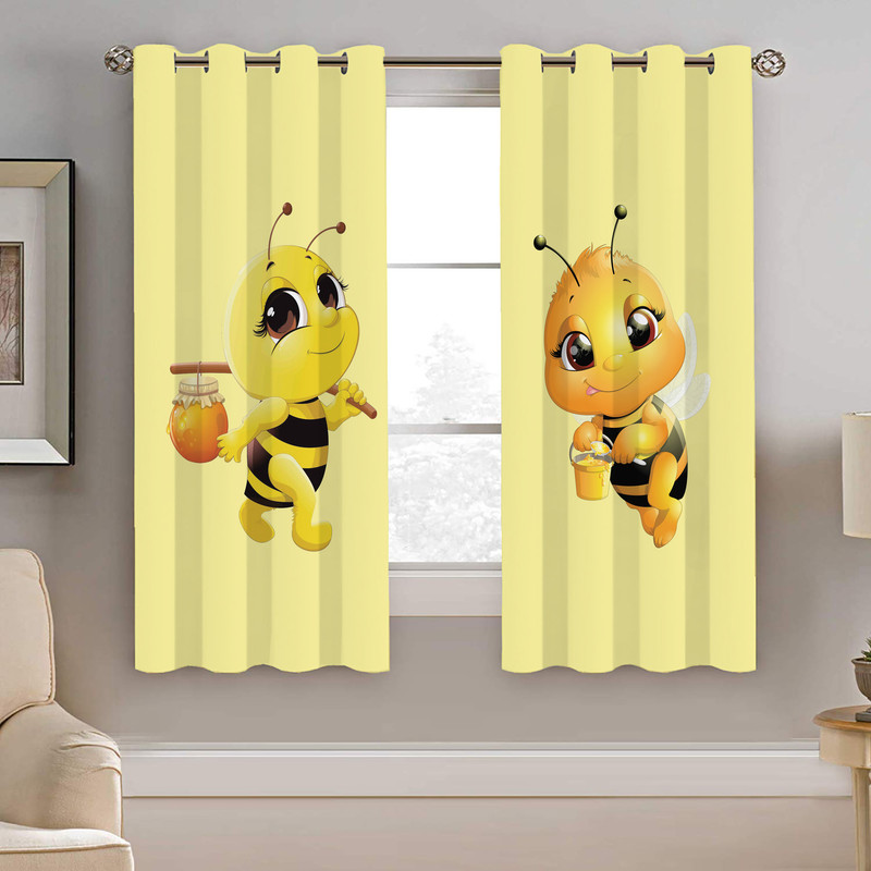 پرده نیروانا طرح زنبور کودک مدل مخمل کد 8184 سایز 140×200 سانتی متر