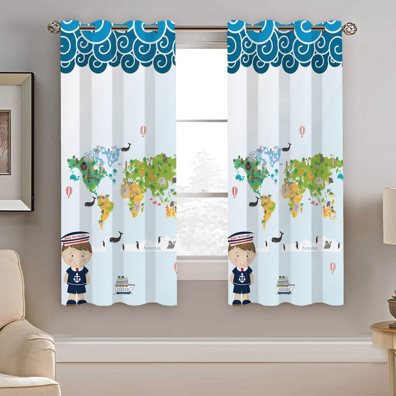 پرده نیروانا طرح کودک و کره زمین مدل هازان کد 8190 سایز 140×200 سانتی متر