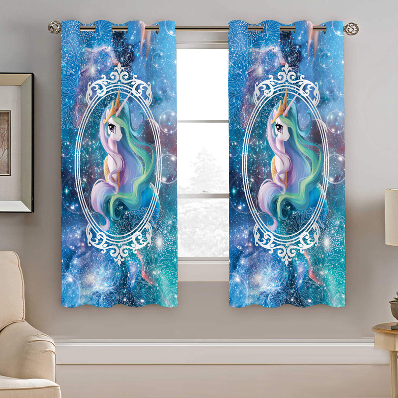 پرده نیروانا طرح اسب تک شاخ کودک مدل هازان کد 8253 سایز 140×200 سانتی متر