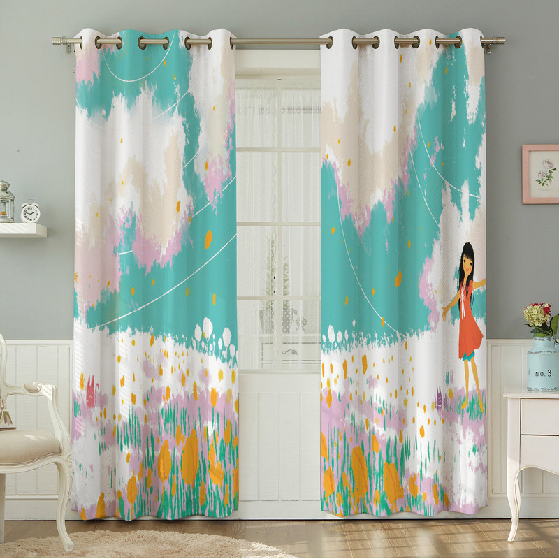 پرده نیروانا طرح  کودک مدل مخمل کد 8564 سایز 140×280 سانتی متر