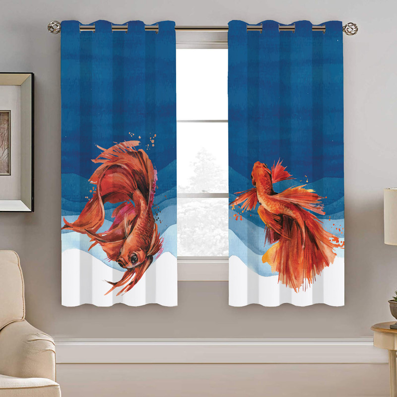 پرده نیروانا طرح ماهی فایتر مدل مخمل کد 4388 سایز 140×200 سانتی متر