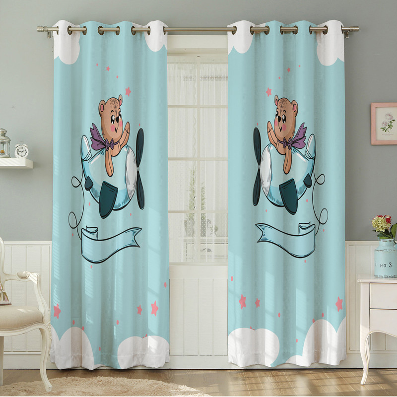 پرده نیروانا طرح  کودک مدل مخمل کد 8303 سایز 140×280 سانتی متر