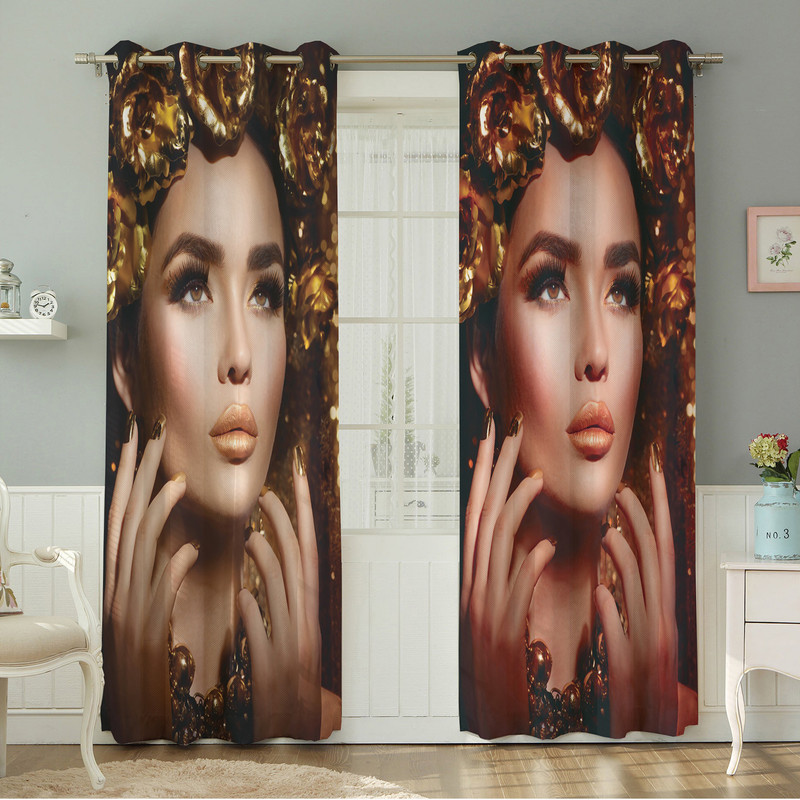 پرده نیروانا طرح  چهره مدل مخمل کد 4657 سایز 140×280 سانتی متر