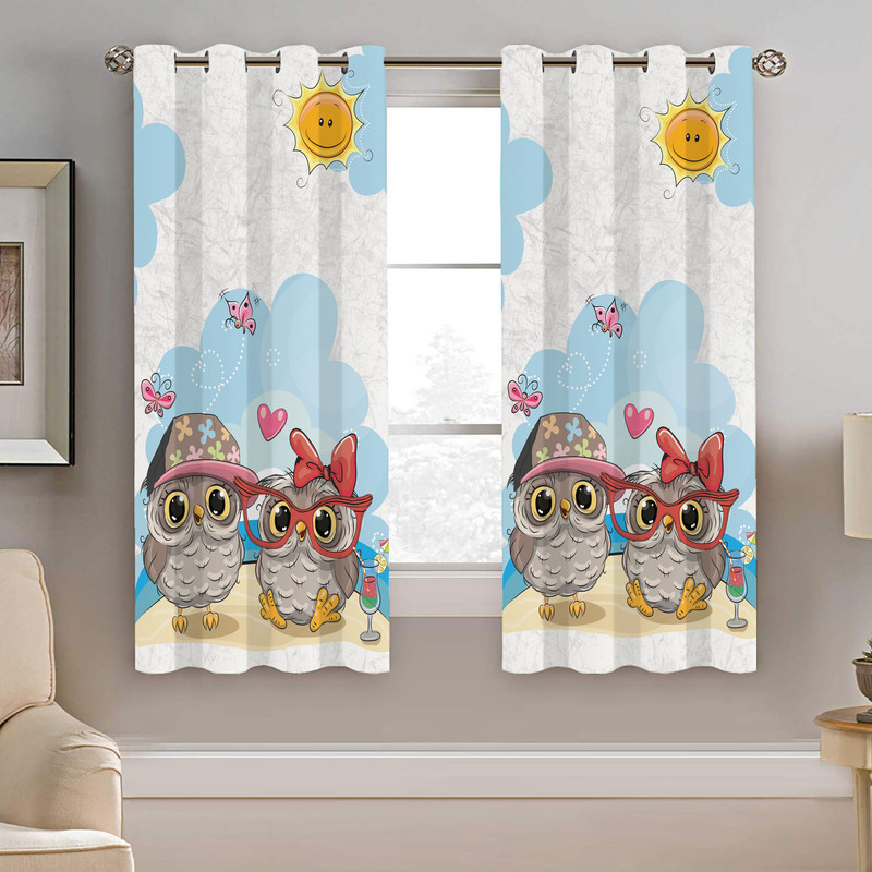 پرده نیروانا طرح جغد کودک مدل مخمل کد 4952 سایز 140×200 سانتی متر