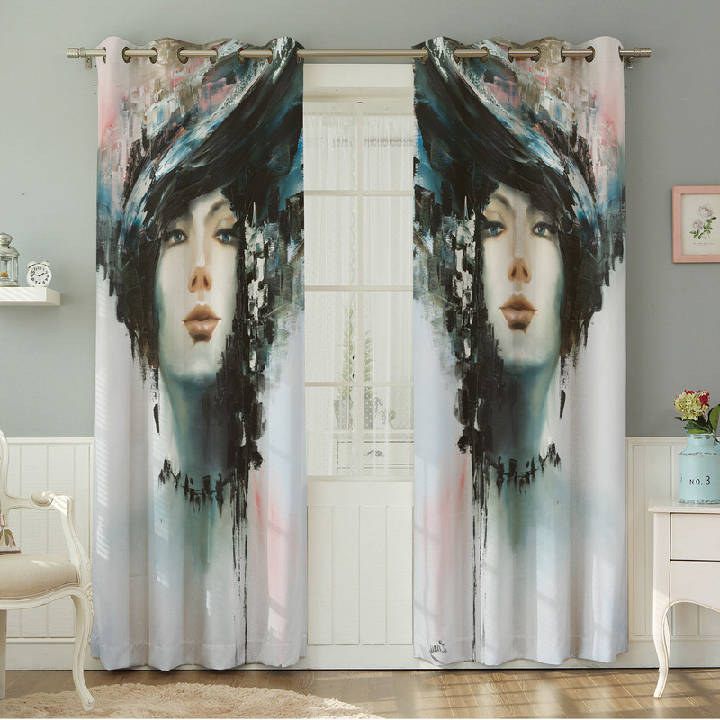 پرده نیروانا طرح چهره  مدل مخمل کد 5045سایز 140×280 سانتی متر