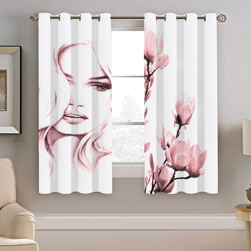 پرده نیروانا طرح چهره و گل مدل هازان کد 8522 سایز 140×200 سانتی متر