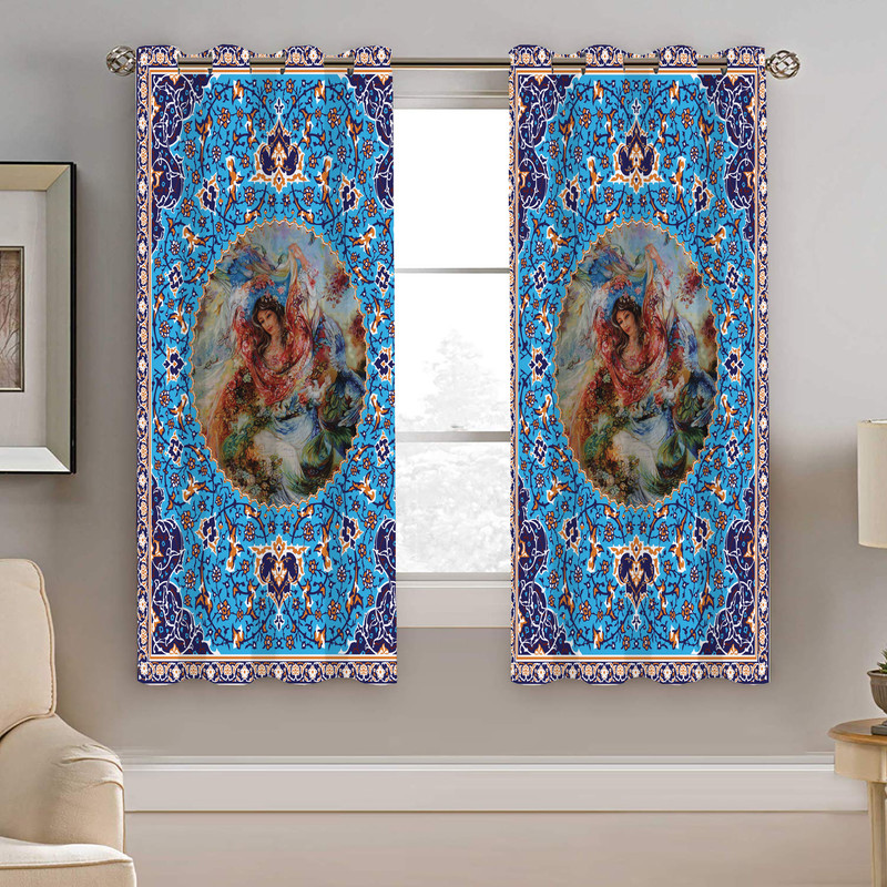 پرده نیروانا طرح سنتی مینیاتور مدل هازان کد 8552 سایز 140×200 سانتی متر