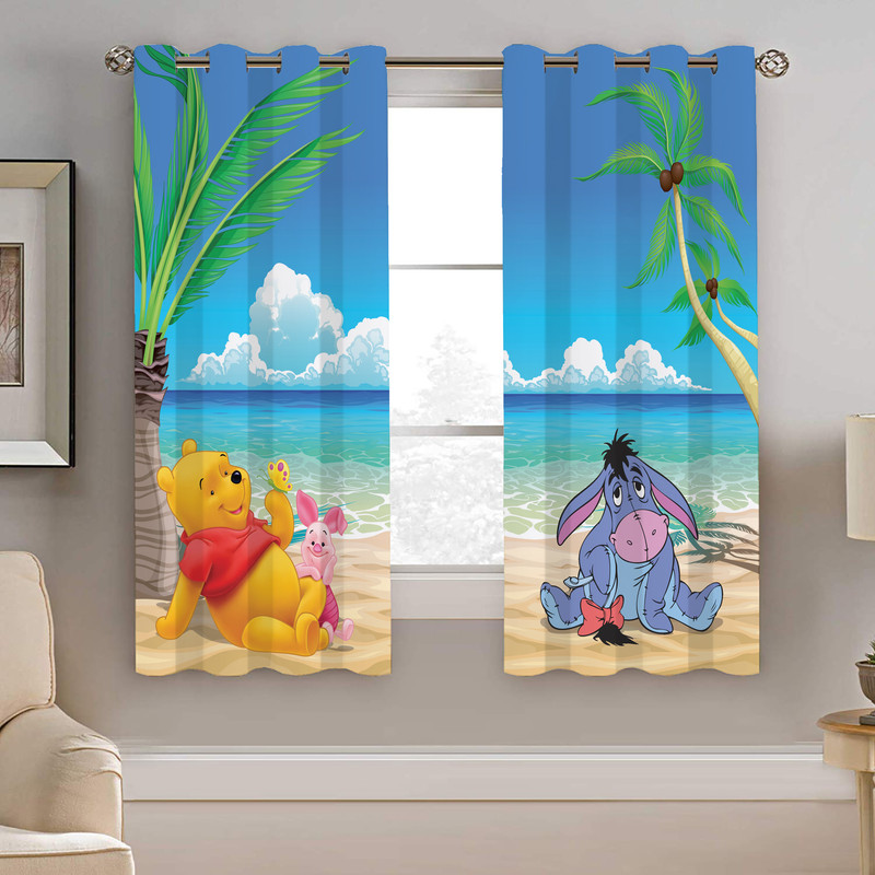 پرده نیروانا طرح خرس پو کودک مدل مخمل کد 4840 سایز 140×200 سانتی متر