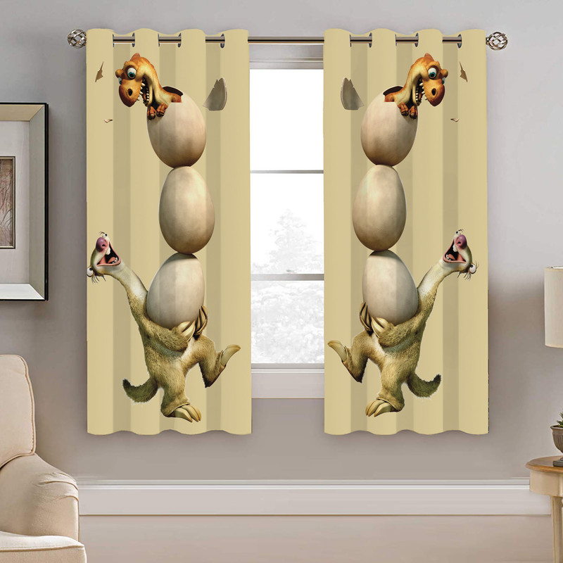 پرده نیروانا طرح عصر یخبندان کودک مدل مخمل کد 4349 سایز 140×200 سانتی متر